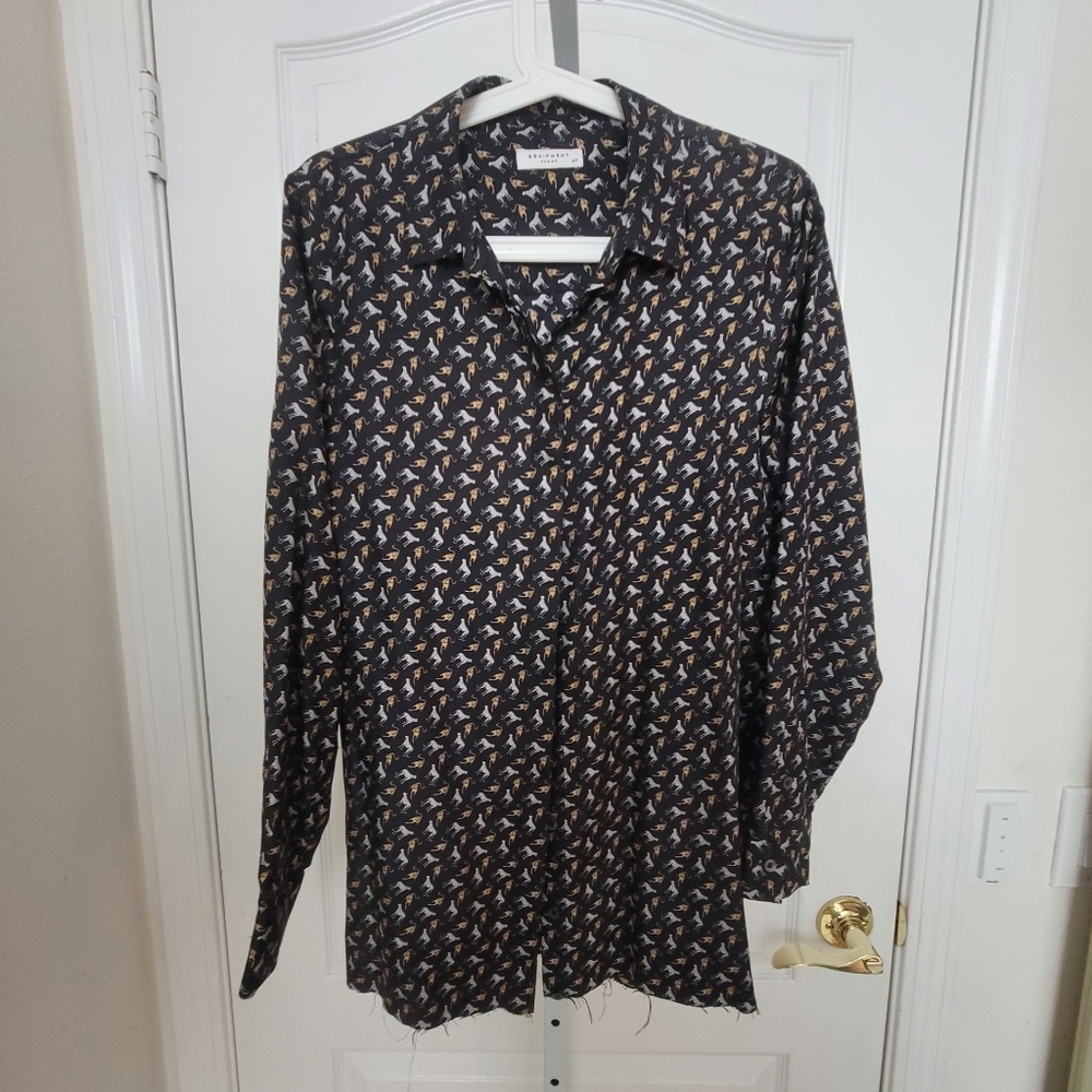 Equipment Animal Print Silk Top Small